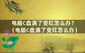 电脑C盘满了变红怎么办？ （电脑C盘满了变红怎么办）